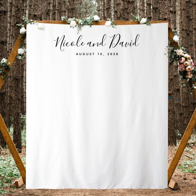 Tapiz Fondo de decoración minimalista para recepción de  (Wedding Decor Bride and Groom Names Photo Backdrop)