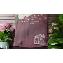 Fondo de ducha de novia con jarras de Mason y luce