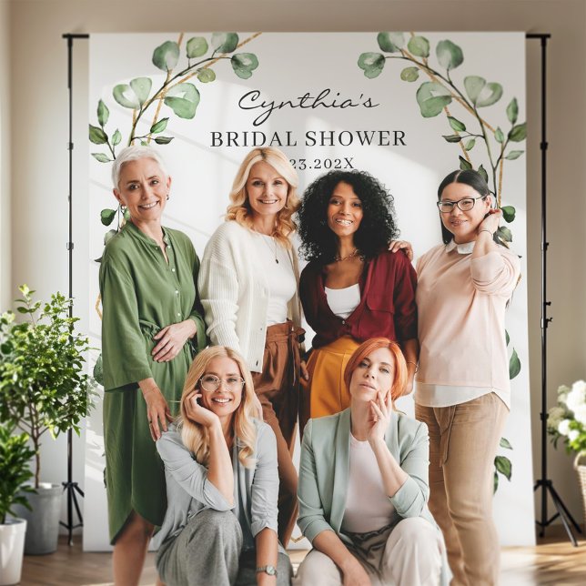 Tapiz Fondo de ducha de novia geométrico de hojas de euc (Subido por el creador)