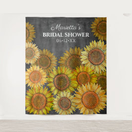 Tapiz Fondo de ducha nupcial gris girasol boho rústico