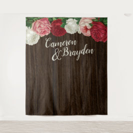 Tapiz Fondo de fiesta de boda rústica floral arbolada