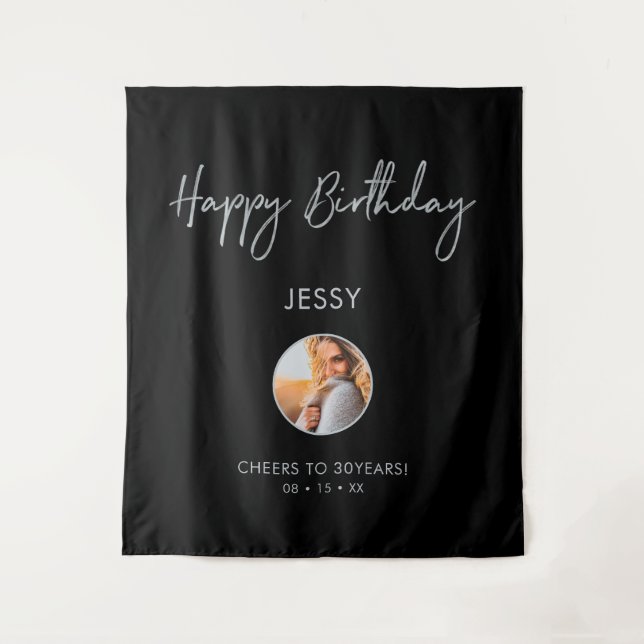 Tapiz Fondo de fiesta de cumpleaños con temática de plat (Anverso)