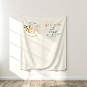 Tapiz Fondo de Fiesta de Cumpleaños de Naranja Cítrico L