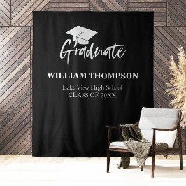 Tapiz Fondo de Fiesta de Grado Negro de la Escuela Secun