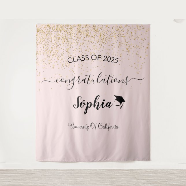 Tapiz Fondo de fiesta de graduación con guión moderno |  (Anverso)