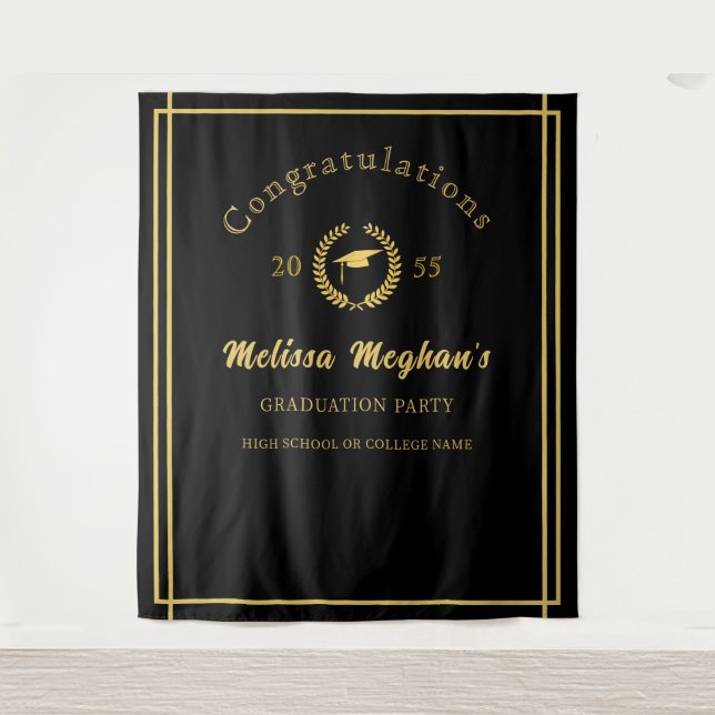 Tapiz Fondo de fiesta de graduación Corona de Laurel de  (Anverso)