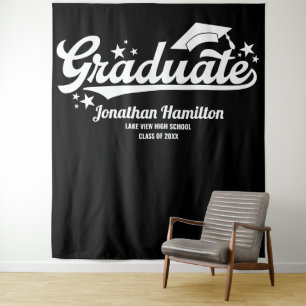 Tapiz Fondo de fiesta de graduación negro para graduados
