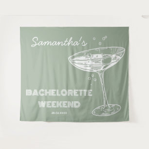 Tapiz Fondo de fiesta de soltera retro cóctel verde