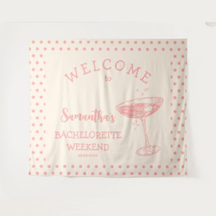 Tapiz Fondo de fiesta de soltera Retro Polka Cocktail