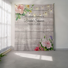Tapiz Fondo de flores de madera con luces para fotos de