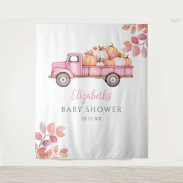 Tapiz Fondo de Foto de Baby Shower Little Pumpkin Pink