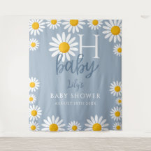 Fondo de Foto de Baby Shower Oh Baby Daisy Blue