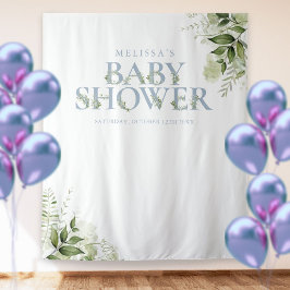 Tapiz Fondo de Foto de Baby Shower Verde Polvoriento Azu