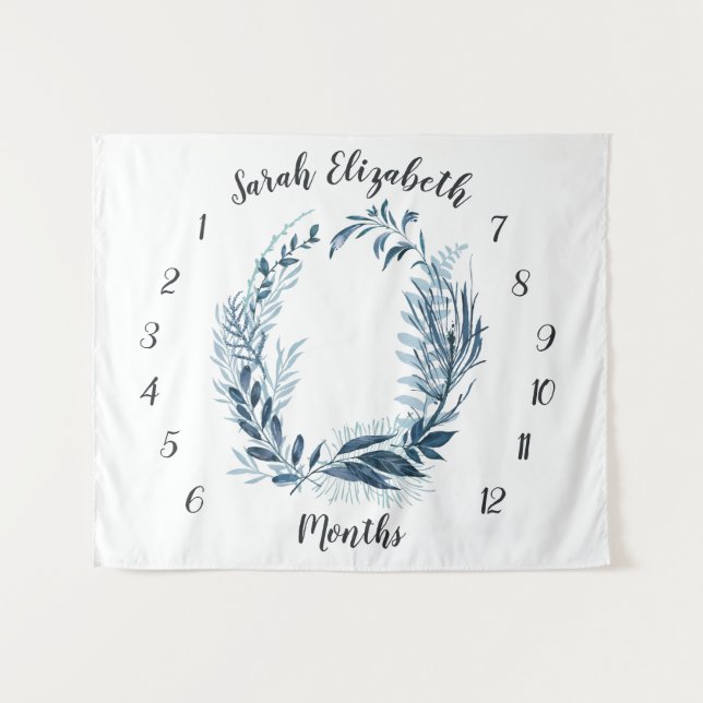 Tapiz Fondo de foto de bebé mensual de Azure Wild (Anverso (horizontal))