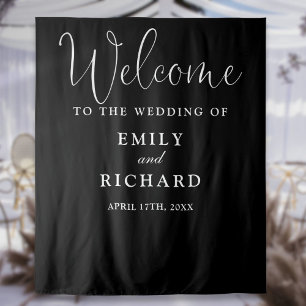 Tapiz Fondo de foto de bienvenida para boda en blanco y