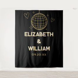 Tapiz Fondo De Foto De Boda Black And Gold Groovy Disco