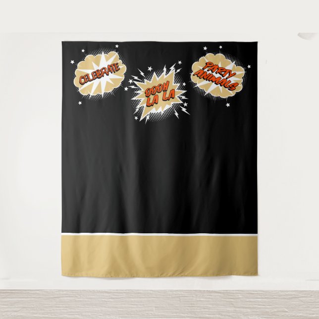 Tapiz Fondo de Foto de Boda con Burbujas de Dibujos y Ci (Anverso)