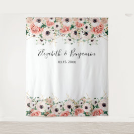 Tapiz Fondo de foto de boda floral acuarela rosa