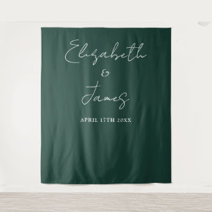 Tapiz Fondo de foto de Boda Minimalista verde esmeralda