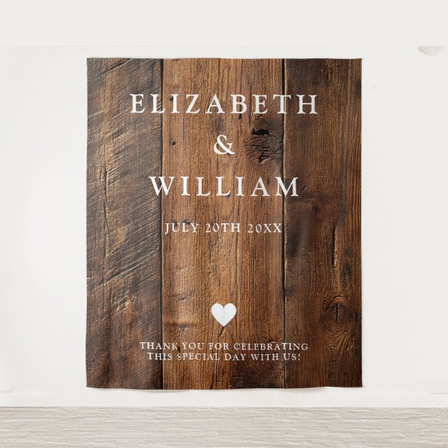 Tapiz Fondo de foto de Boho Barn Wood rústico (Anverso)