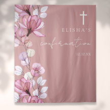 Fondo de foto de confirmación floral rosa polvorie