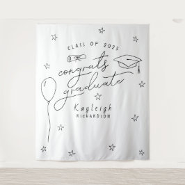Tapiz Fondo de foto de graduación con mano blanca negra
