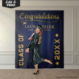 Tapiz Fondo de foto de graduación editable en azul marin