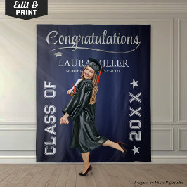 Tapiz Fondo de foto de graduación editable en azul marin