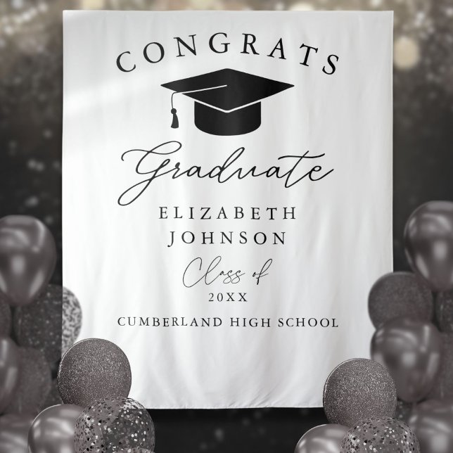 Tapiz Fondo de Foto de Graduación Elegante Moderno (Modern Elegant Graduation Photo Backdrop)