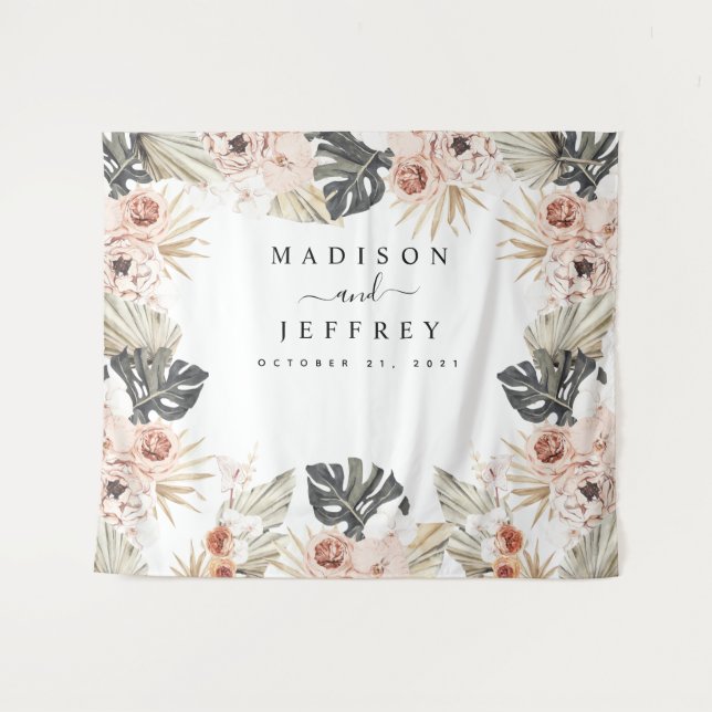 Tapiz Fondo de foto de palma seca tropical bohemia (Anverso (horizontal))