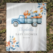 Fondo de Foto para Baby Shower Little Pumpkin Blue