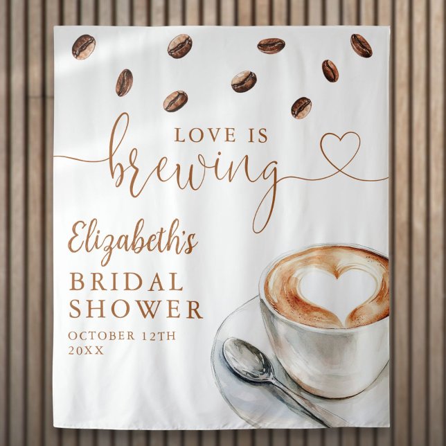 Tapiz Fondo de Foto para Despedida de Soltera Love Is Br (Love Is Brewing Bridal Shower Photo Backdrop)
