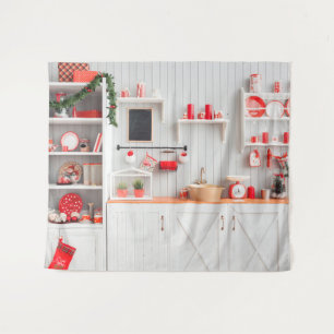 Tapiz Fondo de fotografía de cocina moderna de Navidad