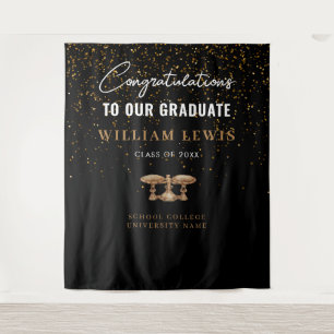 Tapiz Fondo de fotografía de graduación de Oro Negro de