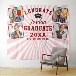 Tapiz Fondo de Fotografía de Graduación Rosa Rojo Modern