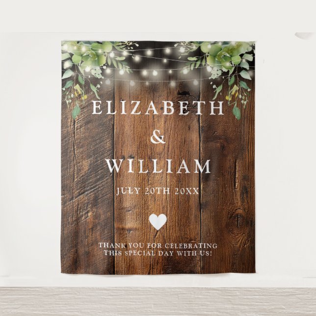 Tapiz Fondo de fotografía de luces de cuerda de madera r (Anverso)