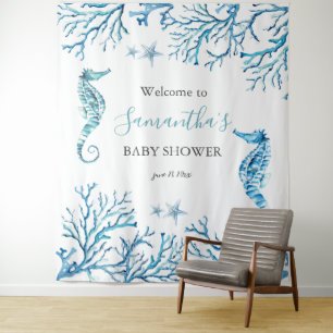 Tapiz Fondo de fotografía para baby shower tema mar