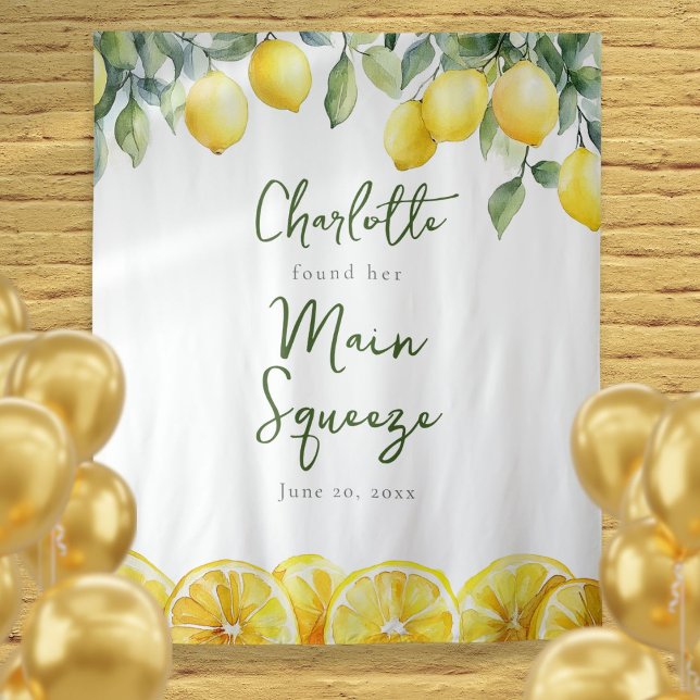Tapiz Fondo de fotografía para despedida de soltera con  (Main Squeeze Lemon Bridal Shower Photo Backdrop)