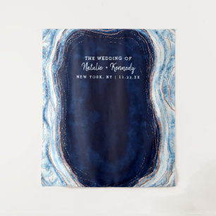 Tapiz Fondo de Fotomatón de Geoda de Oro Rosa Azul Zafir