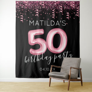 Tapiz Fondo de fotos con brillo rosa para 50 cumpleaños