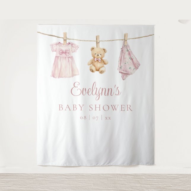 Tapiz Fondo de fotos de Baby Shower de Baby Girl Clothes (Anverso)