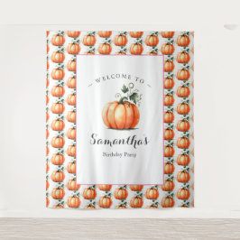 Tapiz Fondo de fotos de Baby Shower de calabaza rosa