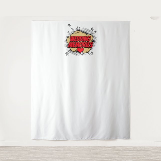Tapiz Fondo de fotos de boda con burbuja de cómic Recuer (Anverso)