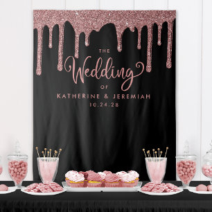 Tapiz Fondo de fotos de boda con rosa negra y brillo dor