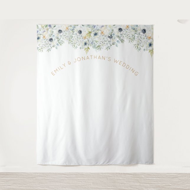 Tapiz Fondo de fotos de boda con vegetación floral (Anverso)