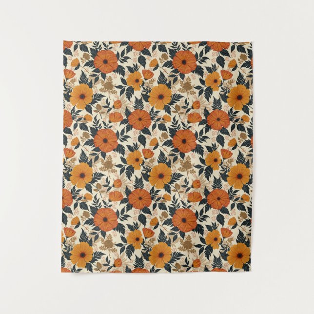 Tapiz Fondo de Geometría Floral Negrita (Anverso)