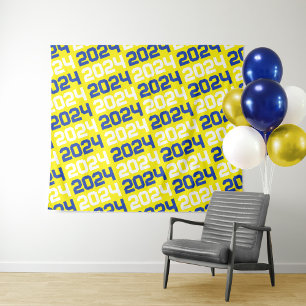 Tapiz Fondo de graduación azul y amarillo