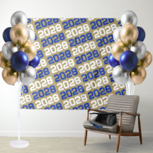 Fondo de graduación azul y dorado
