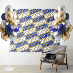 Tapiz Fondo de graduación azul y dorado