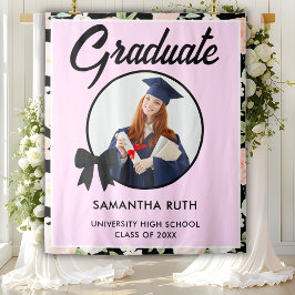 Tapiz Fondo de graduación con foto de lazo de gingham ne